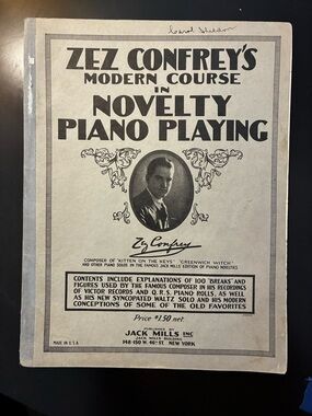 Zez Confrey Vintage Novelty Piano Sheet Music - Cream & Black